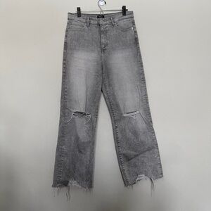 Express Gray Super High Rise Wide Leg Jeans
